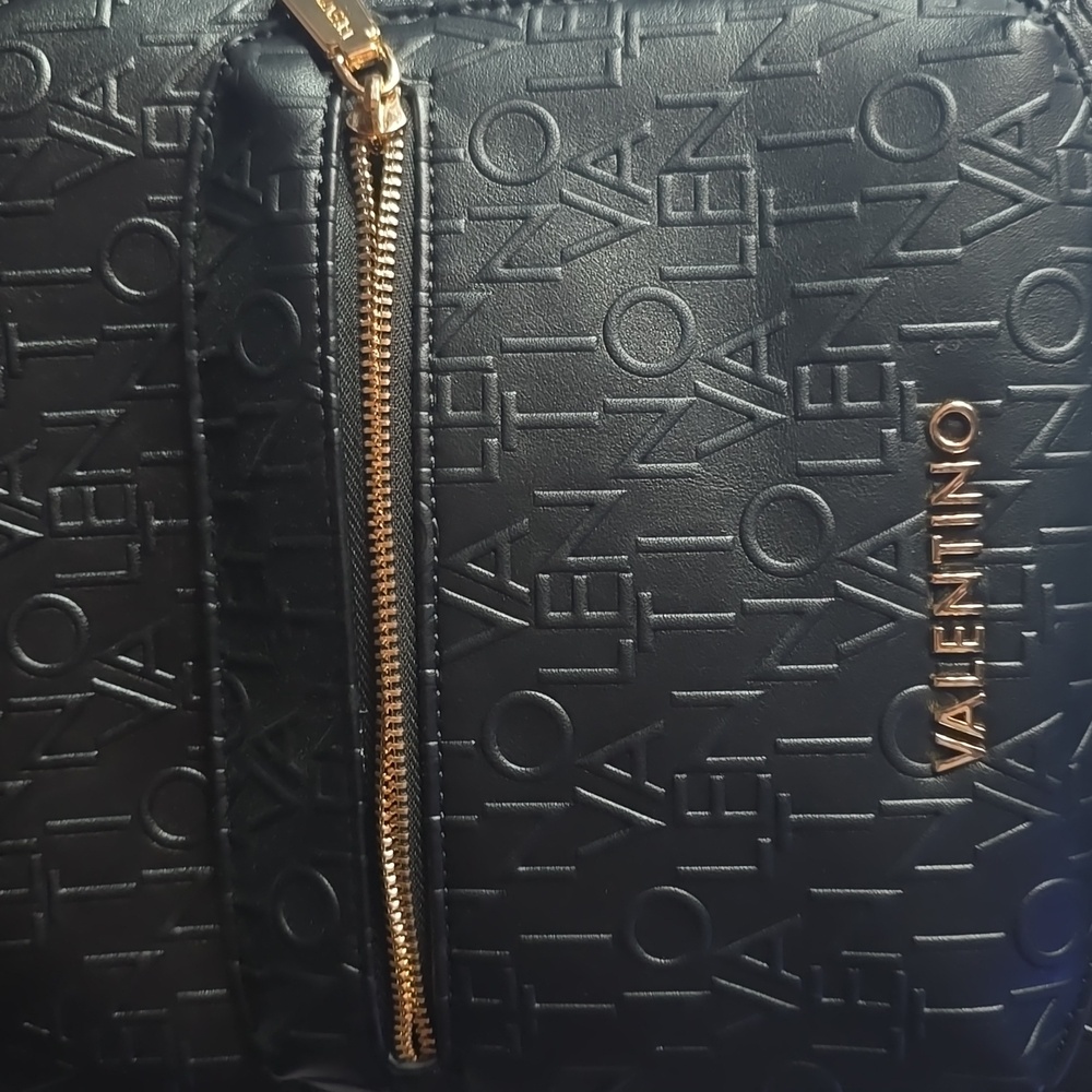 Valentino Black Embossed Backpack with Gold Accents - Picture 4 of 7